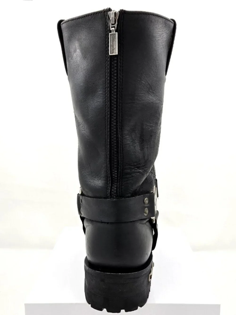 Milwaukee MB411 Mens Size 13D Black Motorcycle Drag Harness Back Zip Biker Boots